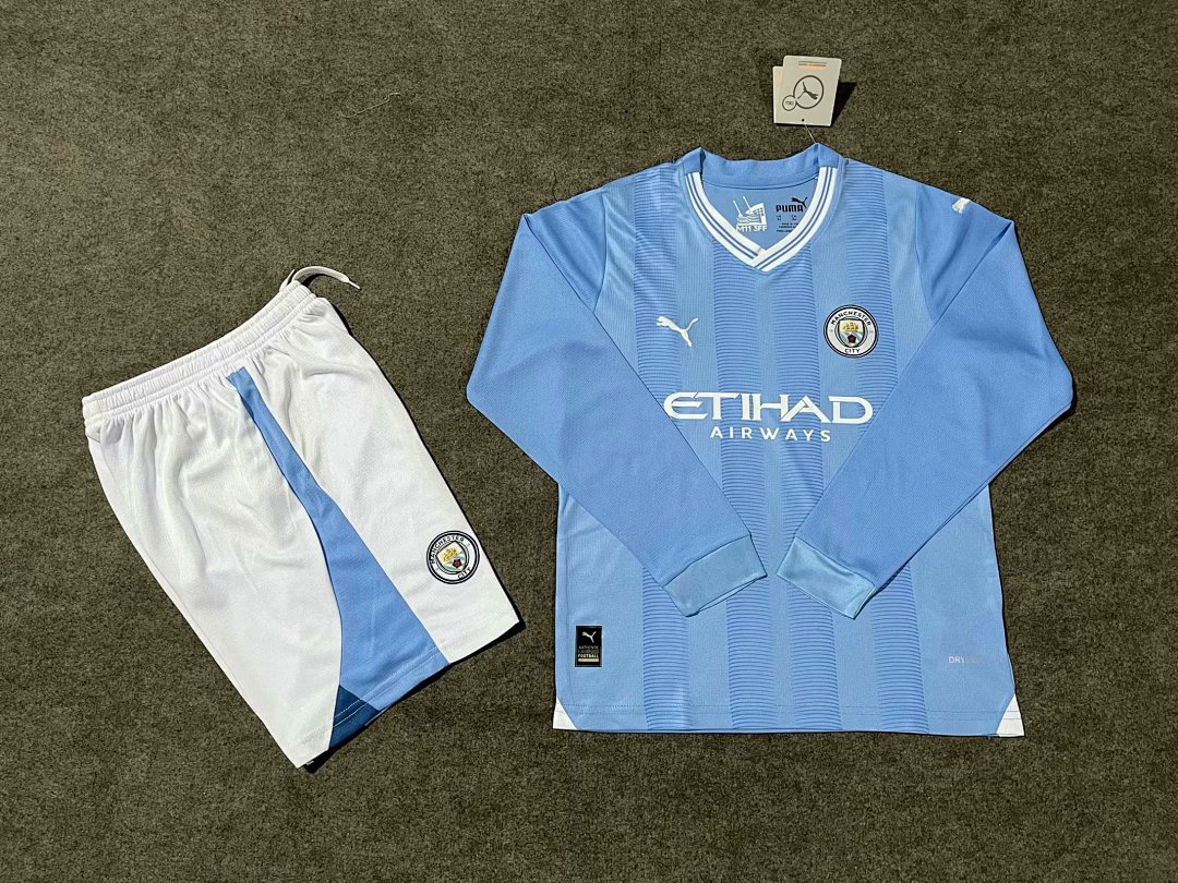 Manchester City Home Kit for Kids 2023/24 Long Sleeve — photo 1